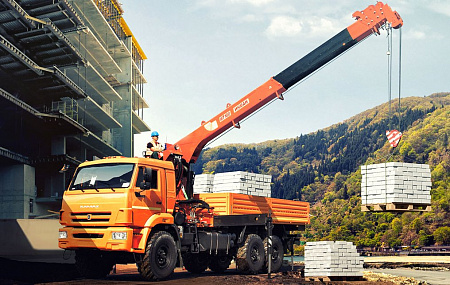 Бортовой автомобиль 65861-320-05 с КМУ PALFINGER INMAN IT-180 на шасси КАМАЗ-43118